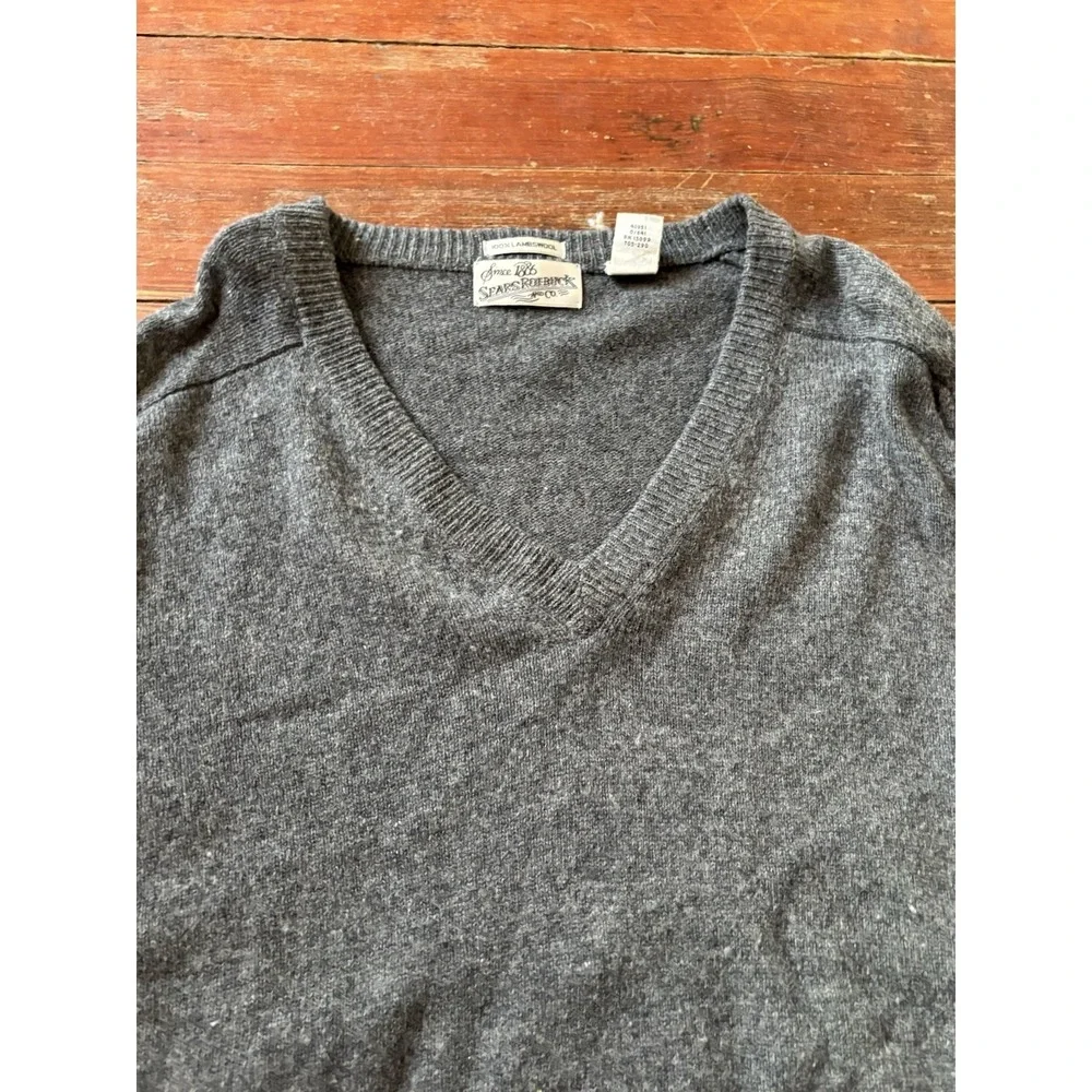 Vintage‎ Sears Roebuck Men XL 100% Lambswool Knit Crewneck Sweater Grandpacore